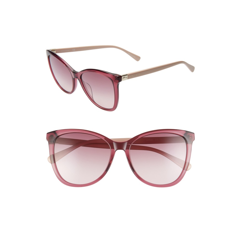 NEW LONGCHAMP LO648S 515 Crystal Purple Sunglasses with Rose Gradient Lenses